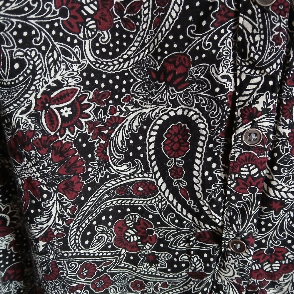 C Est 1946 Shirt Womens 22/24W Button 3/4 Sleeve Paisley top - Picture 7 of 11